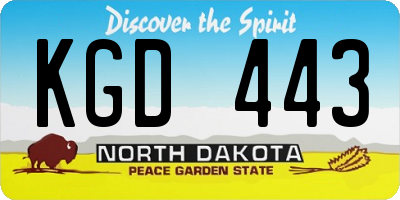 ND license plate KGD443
