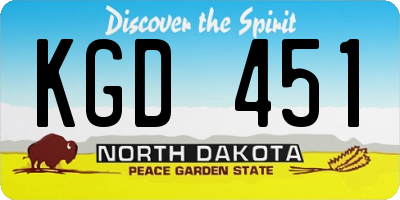 ND license plate KGD451
