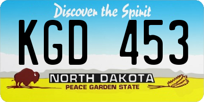 ND license plate KGD453