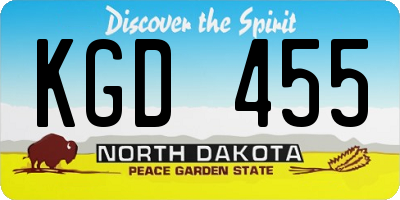 ND license plate KGD455