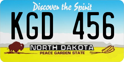 ND license plate KGD456