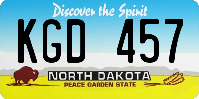 ND license plate KGD457