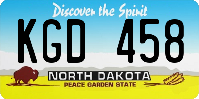 ND license plate KGD458