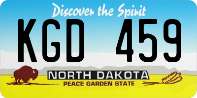 ND license plate KGD459