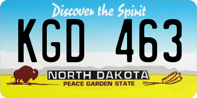 ND license plate KGD463