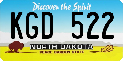 ND license plate KGD522