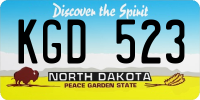 ND license plate KGD523