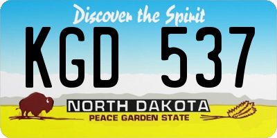 ND license plate KGD537