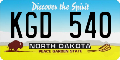 ND license plate KGD540