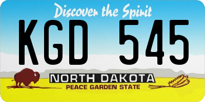 ND license plate KGD545