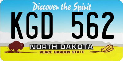 ND license plate KGD562