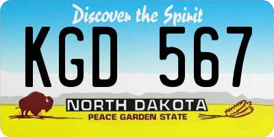 ND license plate KGD567