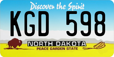 ND license plate KGD598