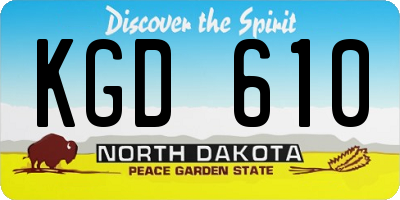 ND license plate KGD610