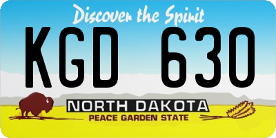 ND license plate KGD630
