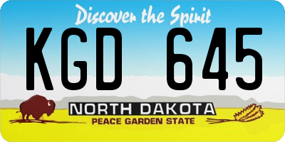 ND license plate KGD645