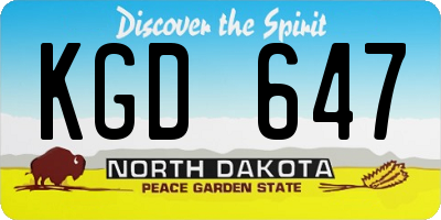 ND license plate KGD647