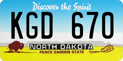 ND license plate KGD670