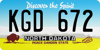 ND license plate KGD672