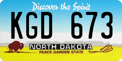 ND license plate KGD673