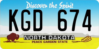 ND license plate KGD674