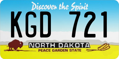 ND license plate KGD721