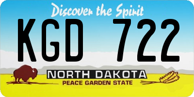 ND license plate KGD722