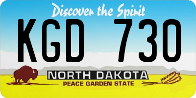 ND license plate KGD730