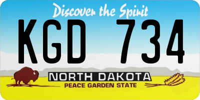 ND license plate KGD734