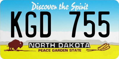 ND license plate KGD755