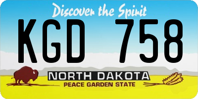 ND license plate KGD758
