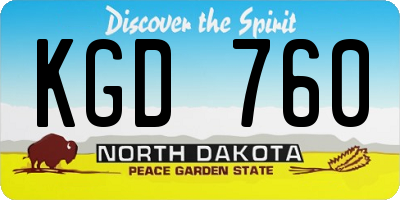 ND license plate KGD760