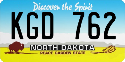 ND license plate KGD762