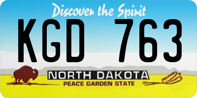 ND license plate KGD763