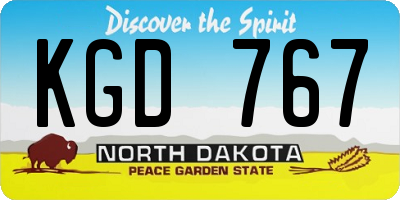 ND license plate KGD767