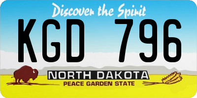 ND license plate KGD796