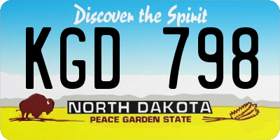 ND license plate KGD798