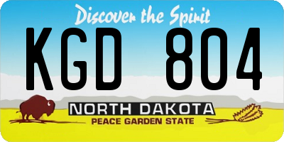 ND license plate KGD804