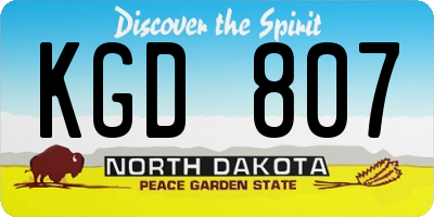 ND license plate KGD807