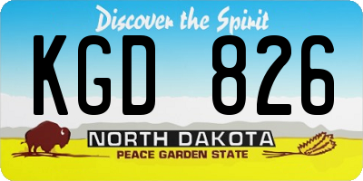 ND license plate KGD826