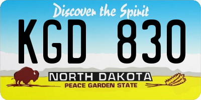 ND license plate KGD830
