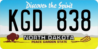 ND license plate KGD838