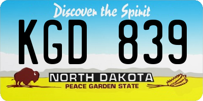 ND license plate KGD839