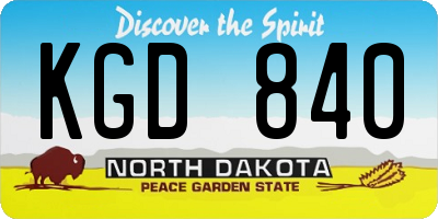 ND license plate KGD840