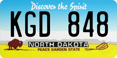 ND license plate KGD848