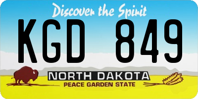 ND license plate KGD849