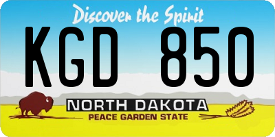 ND license plate KGD850