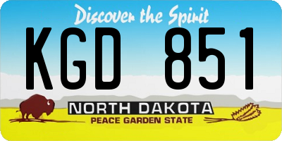 ND license plate KGD851