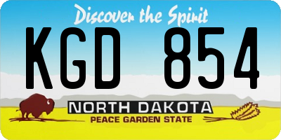 ND license plate KGD854