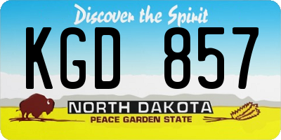 ND license plate KGD857